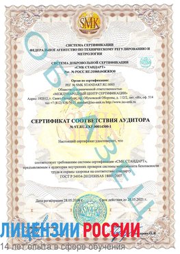 Образец сертификата соответствия аудитора №ST.RU.EXP.00014300-1 Георгиевск Сертификат OHSAS 18001